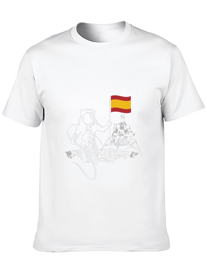 Astronaut Spanish Flag Graphic T-Shirt
