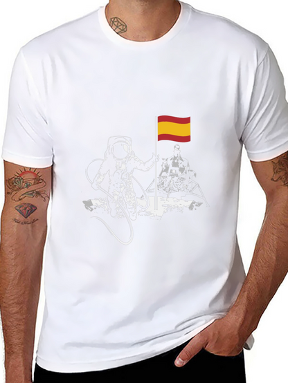 Astronaut Spanish Flag Graphic T-Shirt