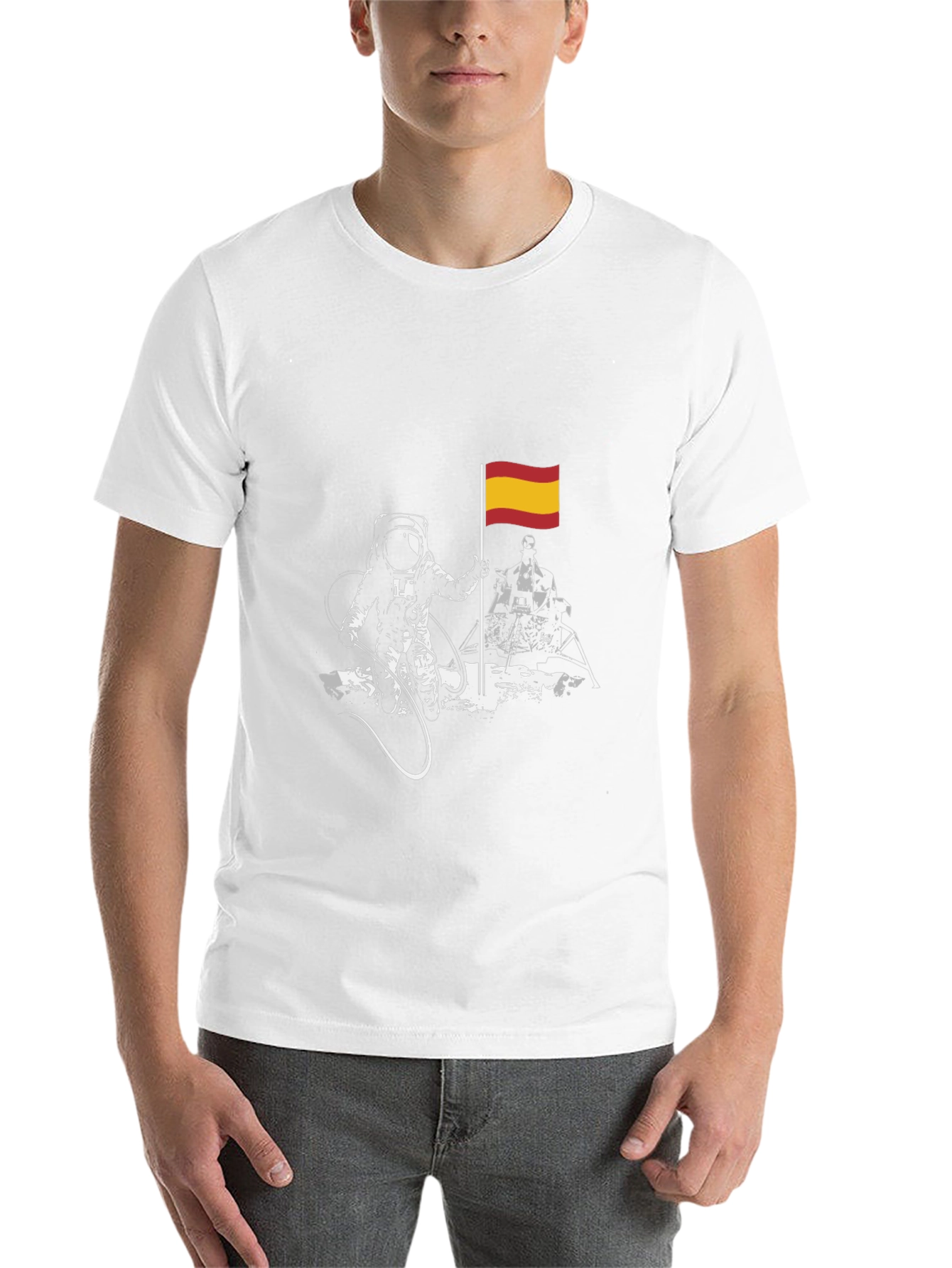 Astronaut Spanish Flag Graphic T-Shirt