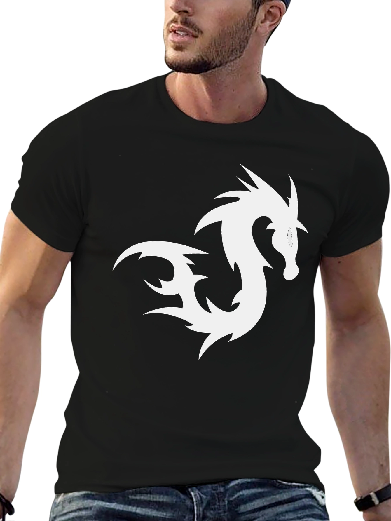 Dragon Graphic Tee - Black Cotton T-Shirt