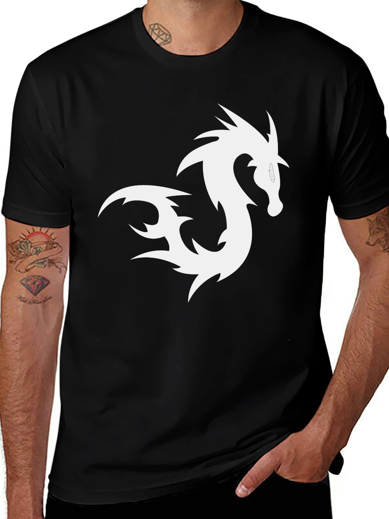 Dragon Graphic Tee - Black Cotton T-Shirt