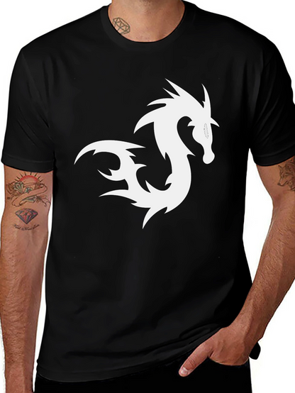 Dragon Graphic Tee - Black Cotton T-Shirt