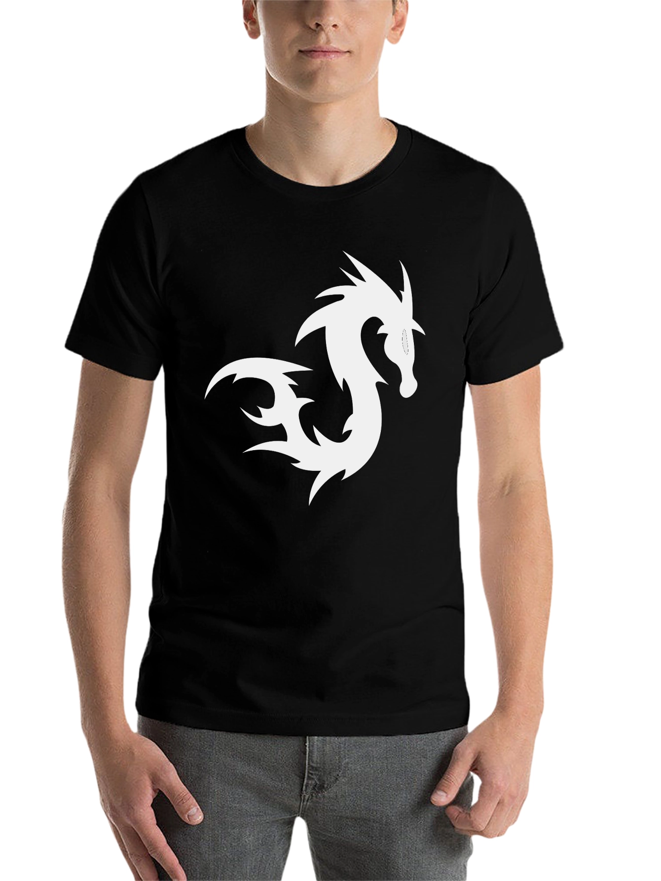 Dragon Graphic Tee - Black Cotton T-Shirt