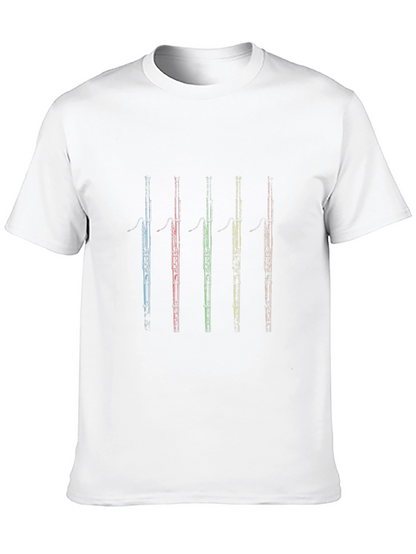 Bassoon Instrument Graphic Print Mens Black T-shirt