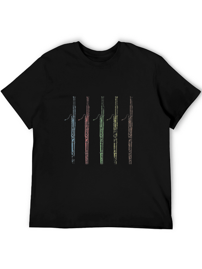 Bassoon Instrument Graphic Print Mens Black T-shirt