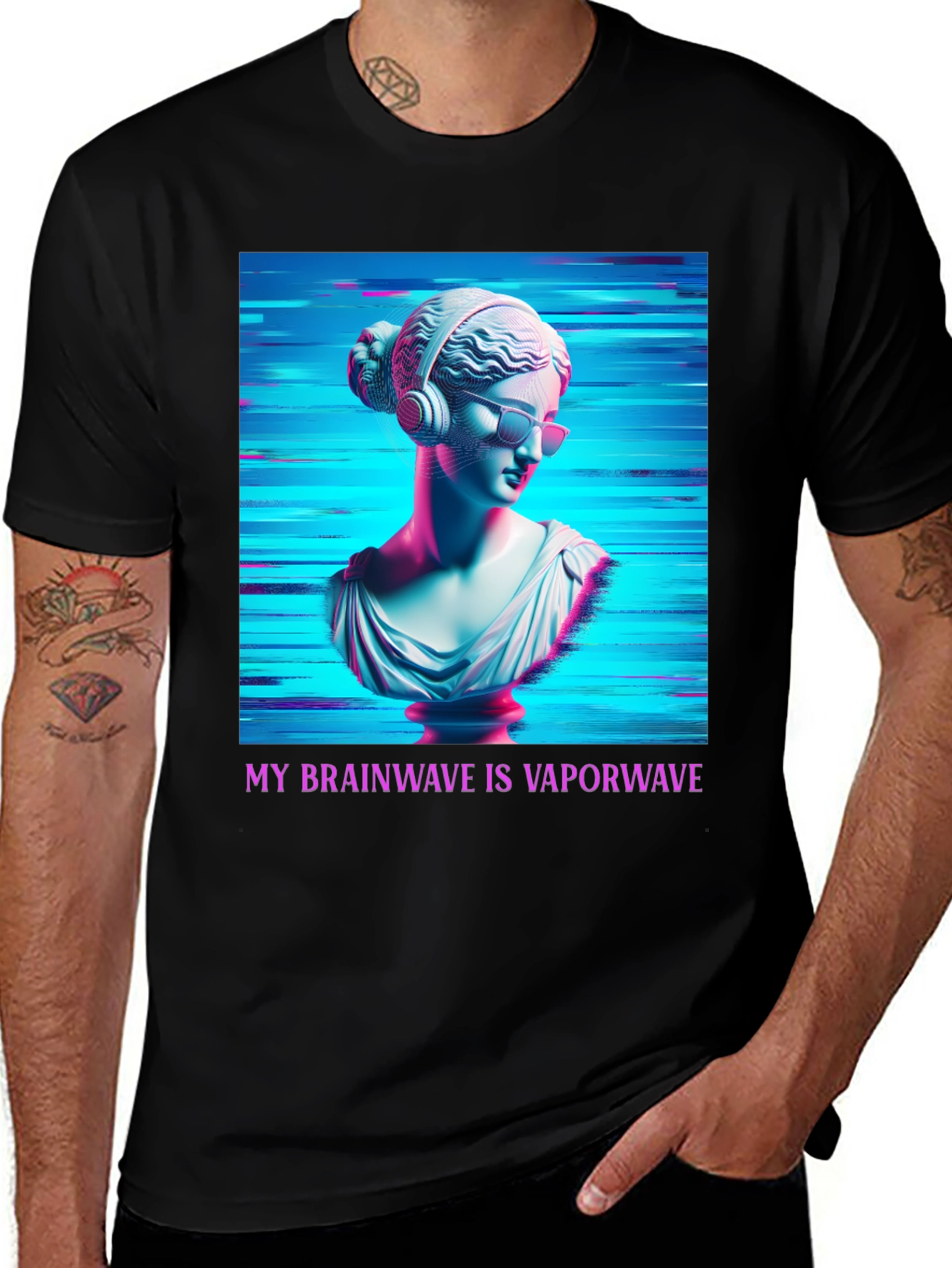 Vaporwave Brain T-Shirt - Aesthetic Greek Bust