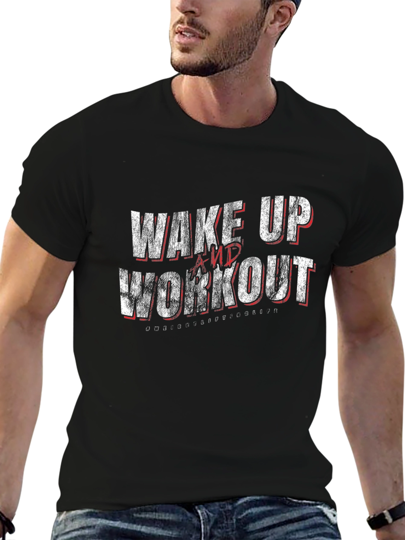Wake Up and Workout Graphic Tee - Black