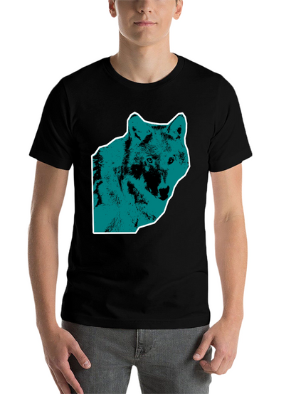 Wolf Graphic Print Mens Black T-Shirt
