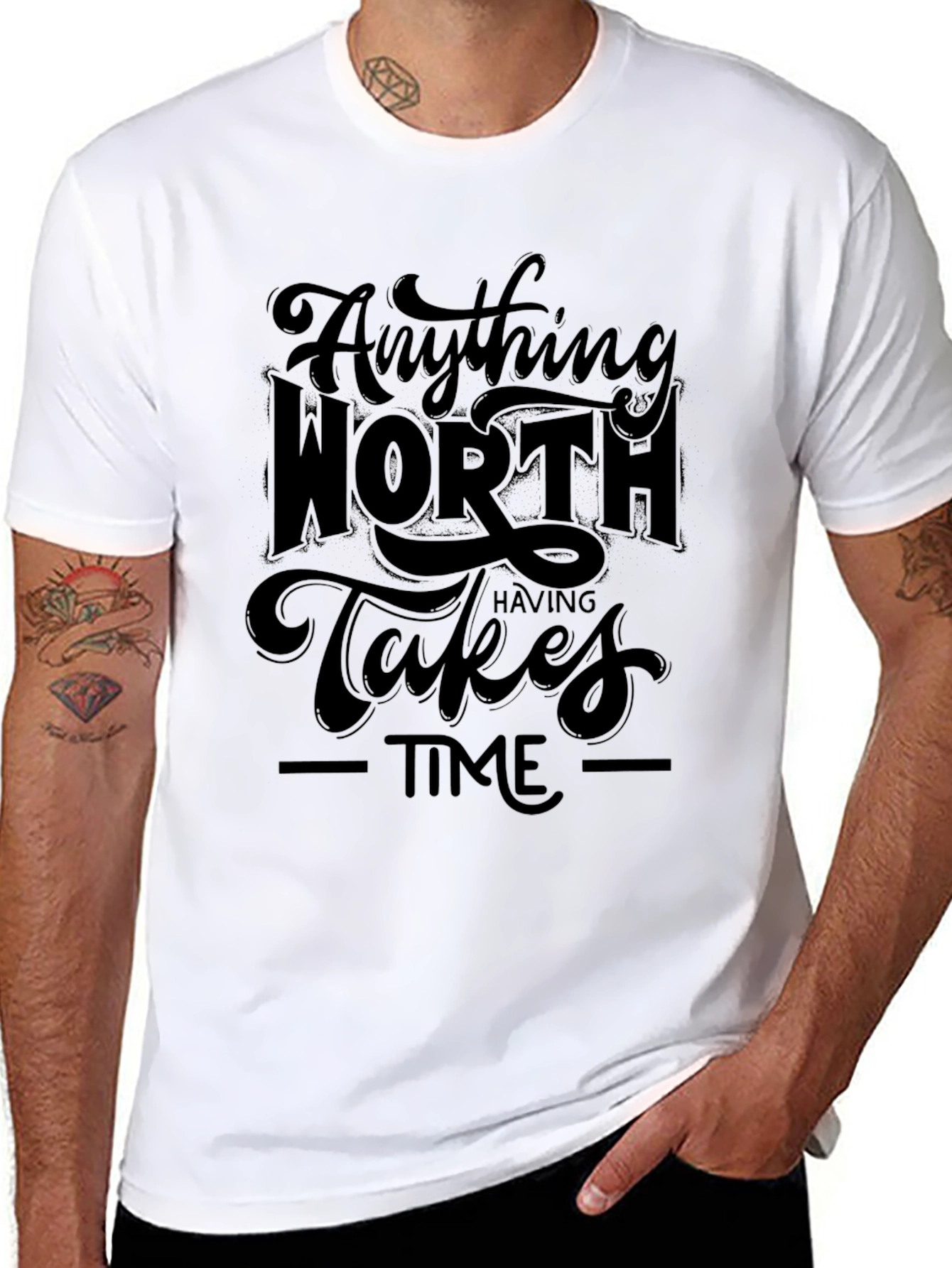 Anything Worth Having Takes Time Black Graphic Tee