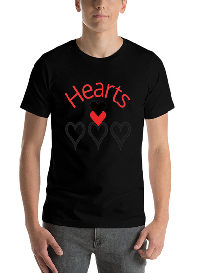 Hearts Graphic Print Black T-Shirt