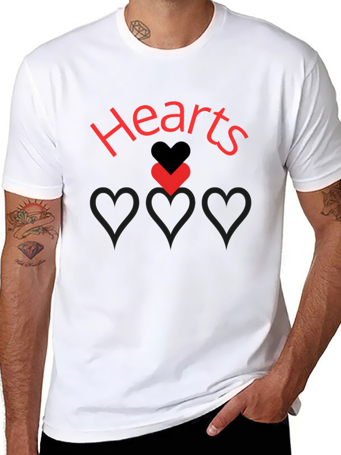 Hearts Graphic Print Black T-Shirt