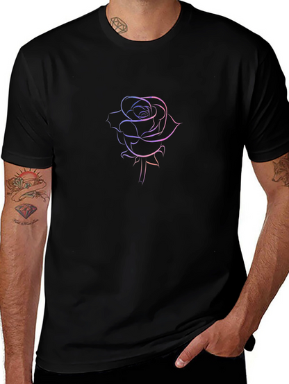 Rose Outline Graphic T-Shirt - Stylish & Modern