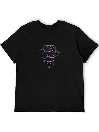 Rose Outline Graphic T-Shirt - Stylish & Modern