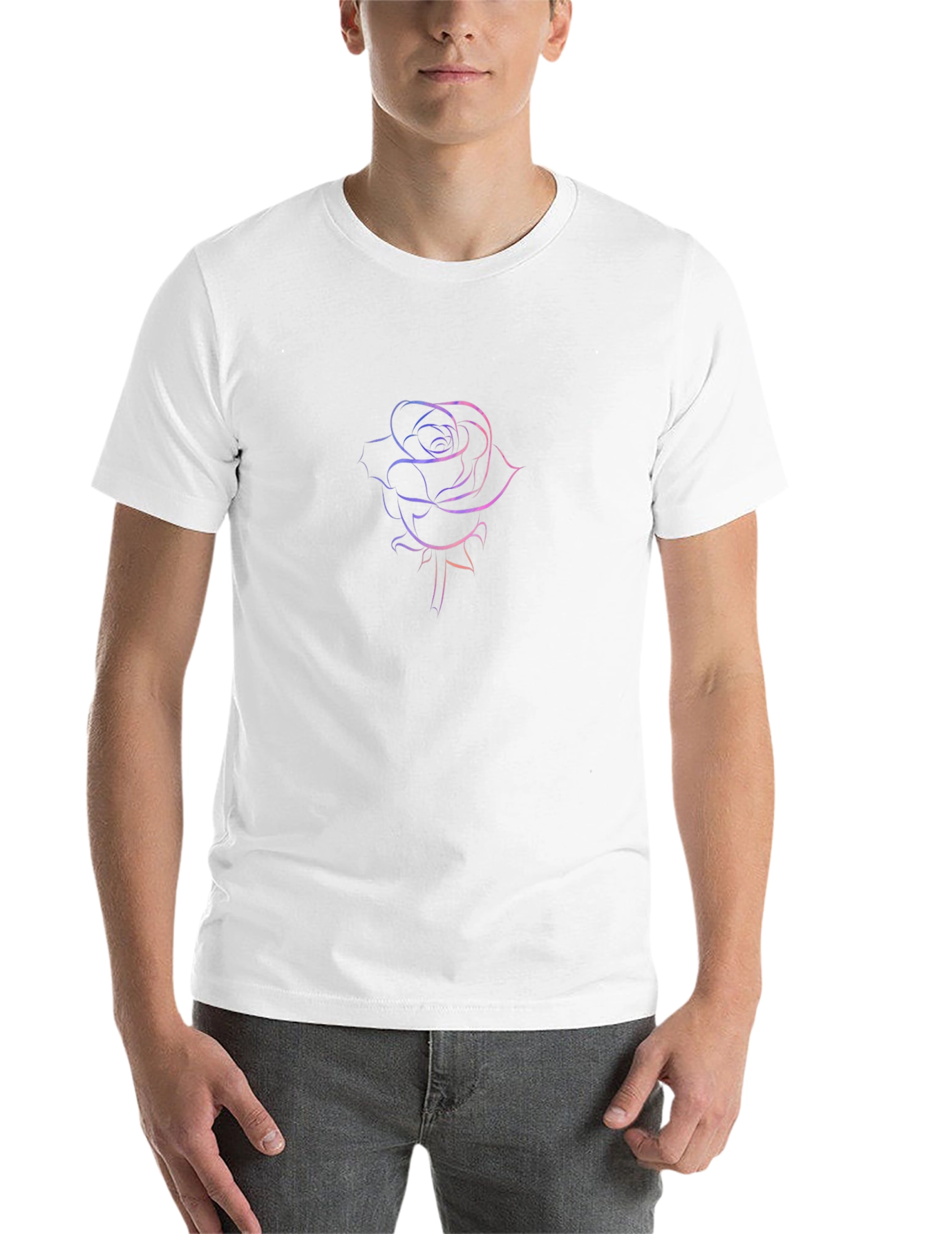 Rose Outline Graphic T-Shirt - Stylish & Modern