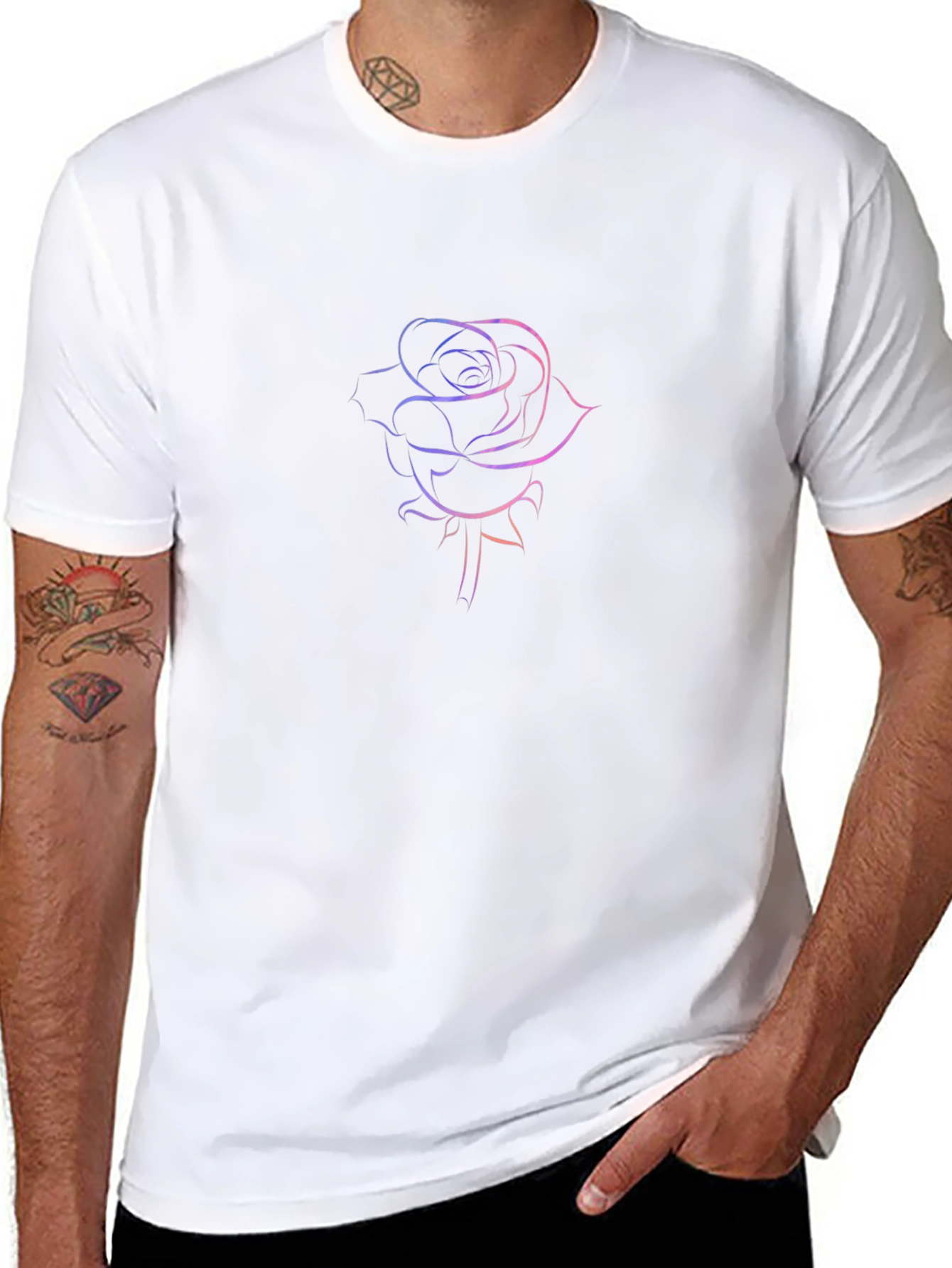 Rose Outline Graphic T-Shirt - Stylish & Modern