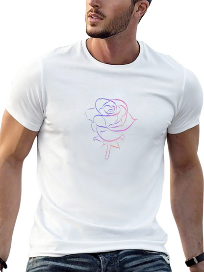 Rose Outline Graphic T-Shirt - Stylish & Modern