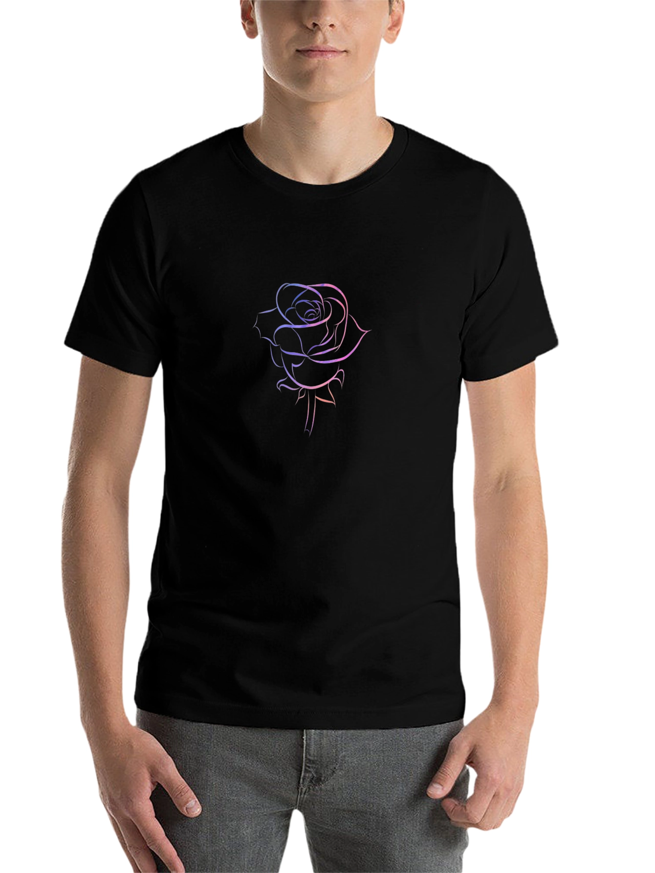 Rose Outline Graphic T-Shirt - Stylish & Modern