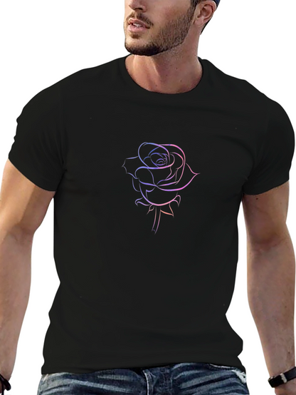 Rose Outline Graphic T-Shirt - Stylish & Modern