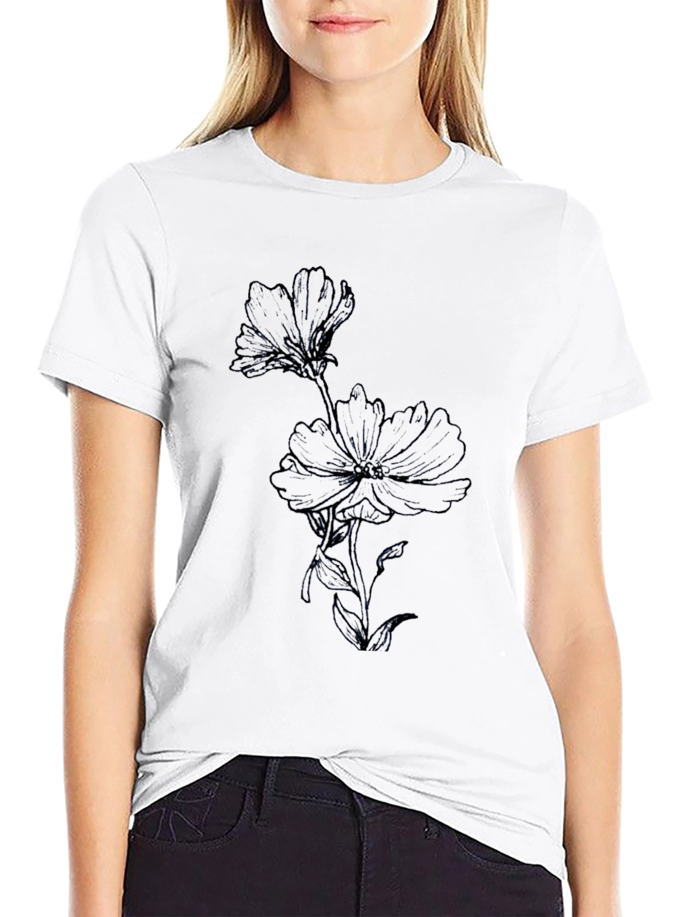 Black Floral Print T-Shirt
