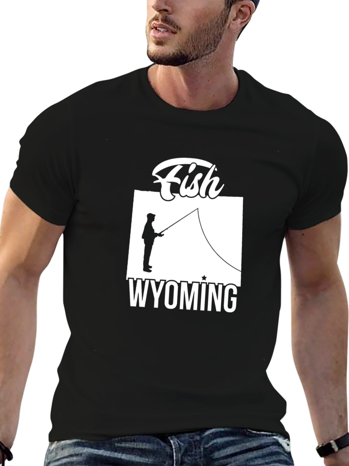 Fish Wyoming Graphic Tee - Unisex Black T-Shirt