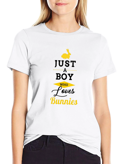 Just a Boy Who Loves Bunnies Black T-Shirt