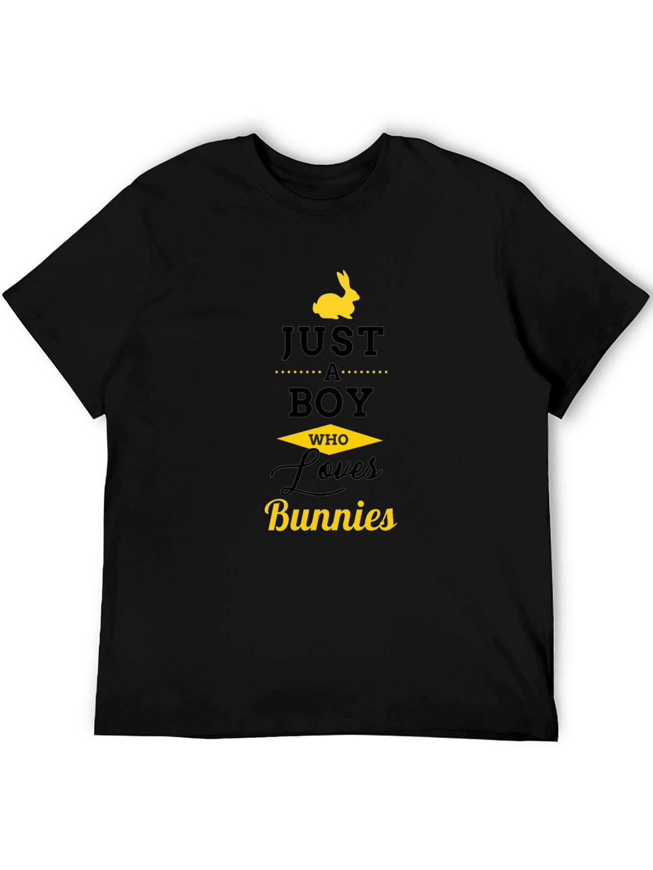Just a Boy Who Loves Bunnies Black T-Shirt