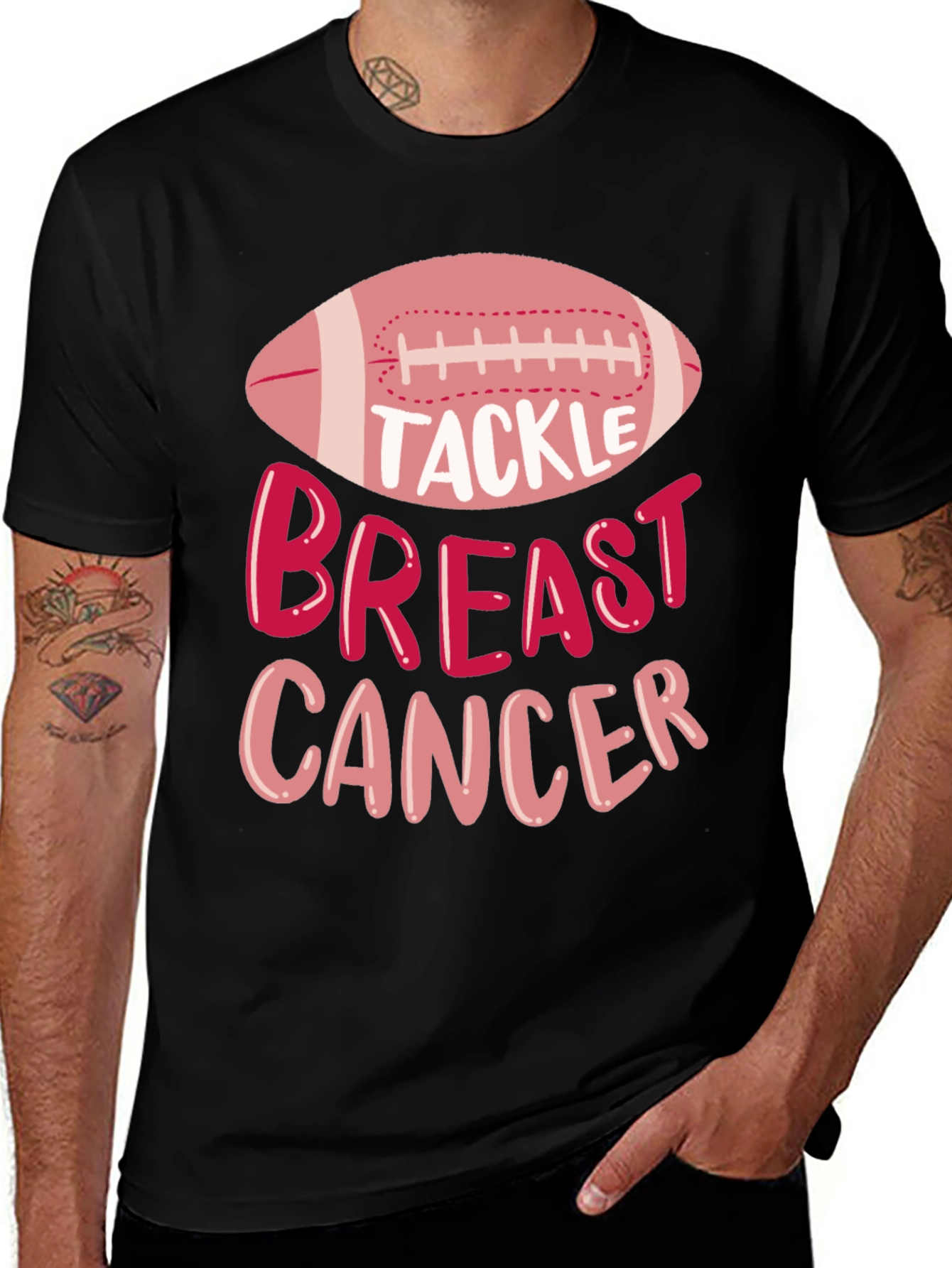 Tackle Breast Cancer Awareness Football T-Shirt