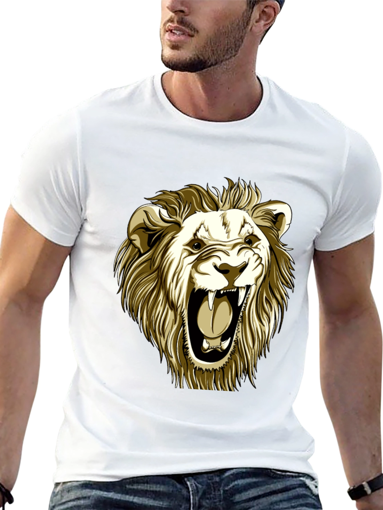 Roaring Lion Graphic Tee - Black Cotton T-Shirt