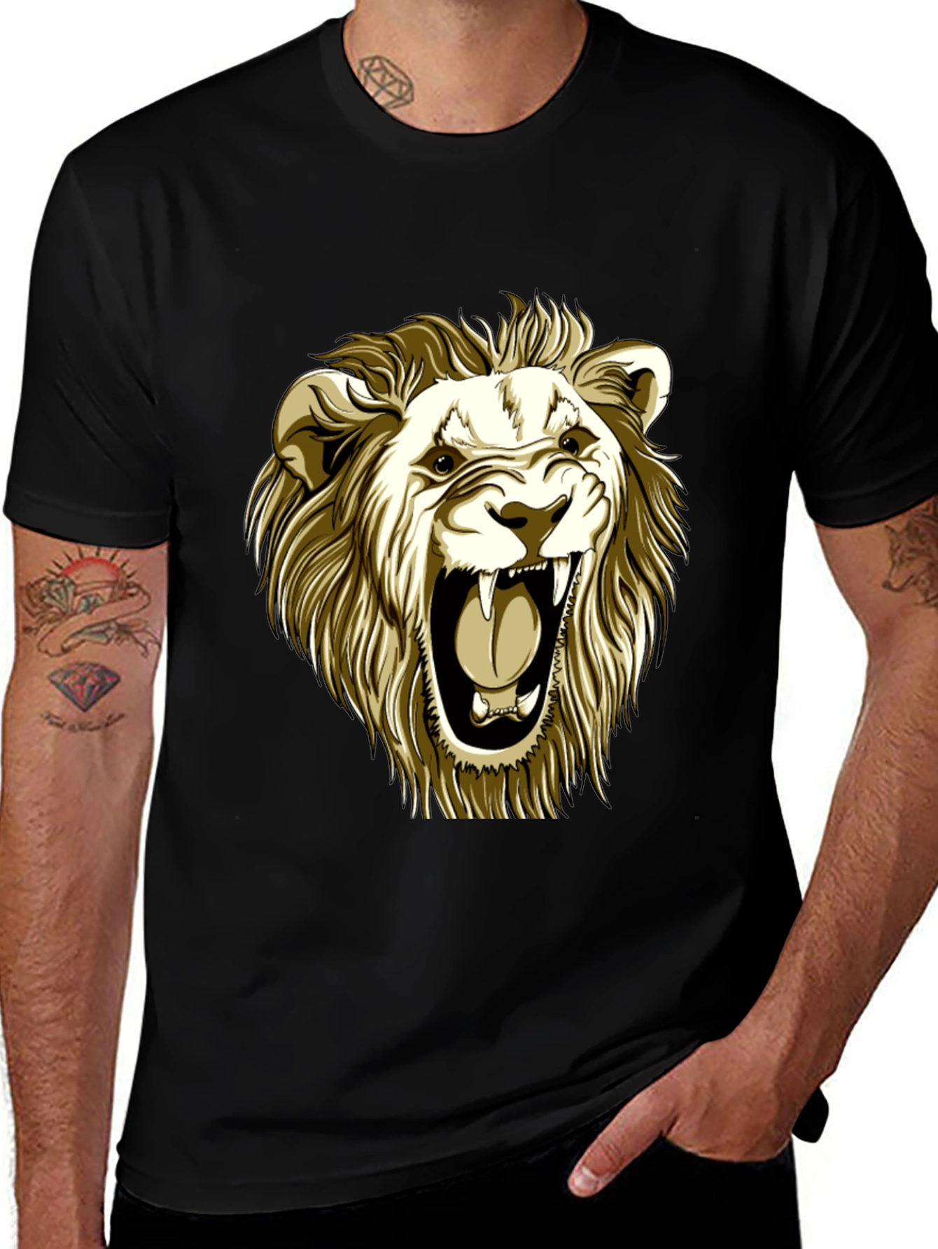 Roaring Lion Graphic Tee - Black Cotton T-Shirt
