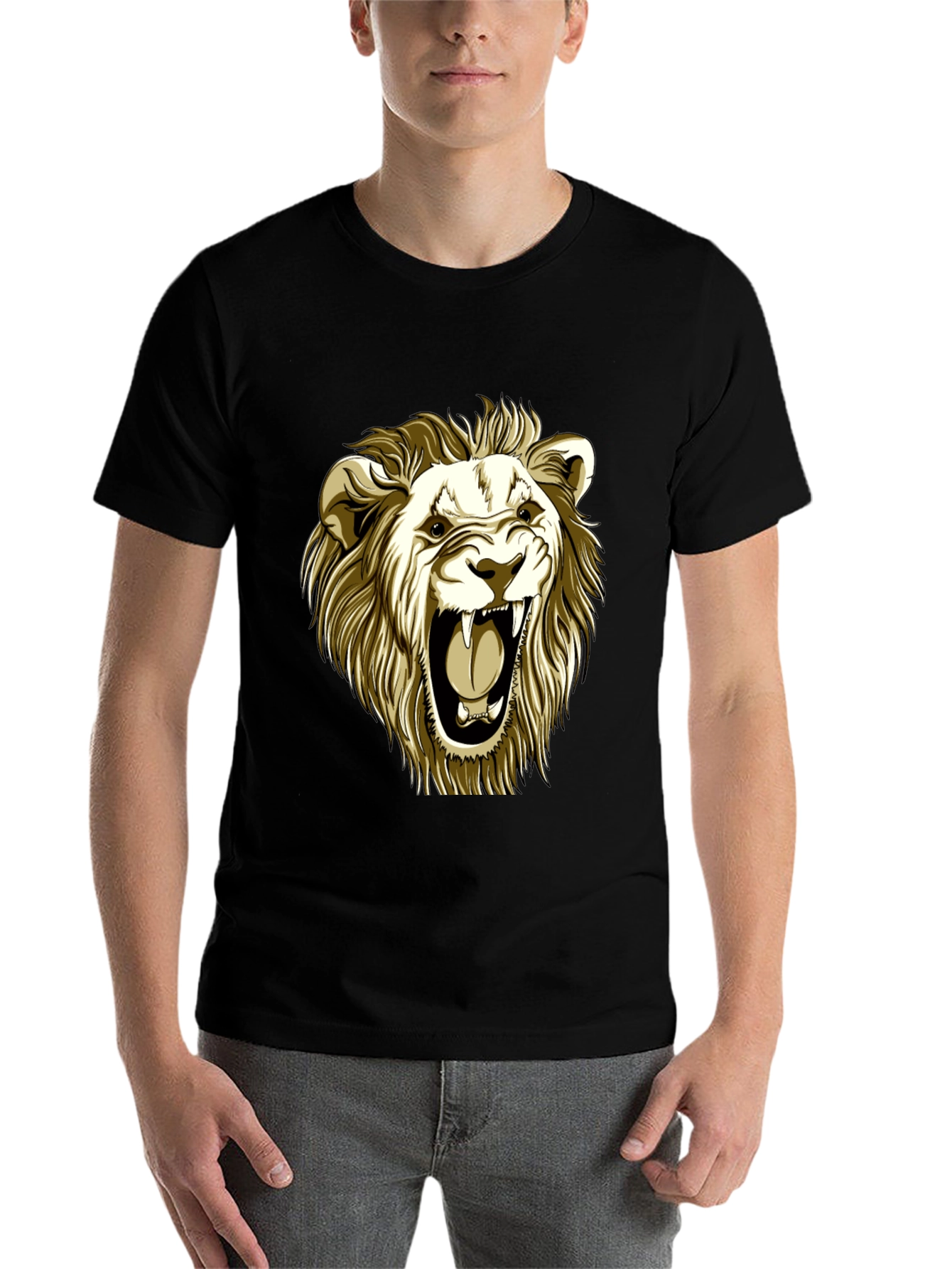 Roaring Lion Graphic Tee - Black Cotton T-Shirt