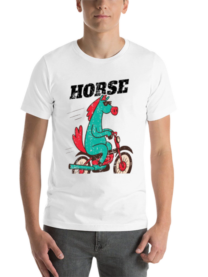 Horse on Motorcycle Graphic T-Shirt - Black