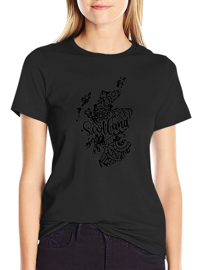 Scotland Map Graphic Black T-Shirt