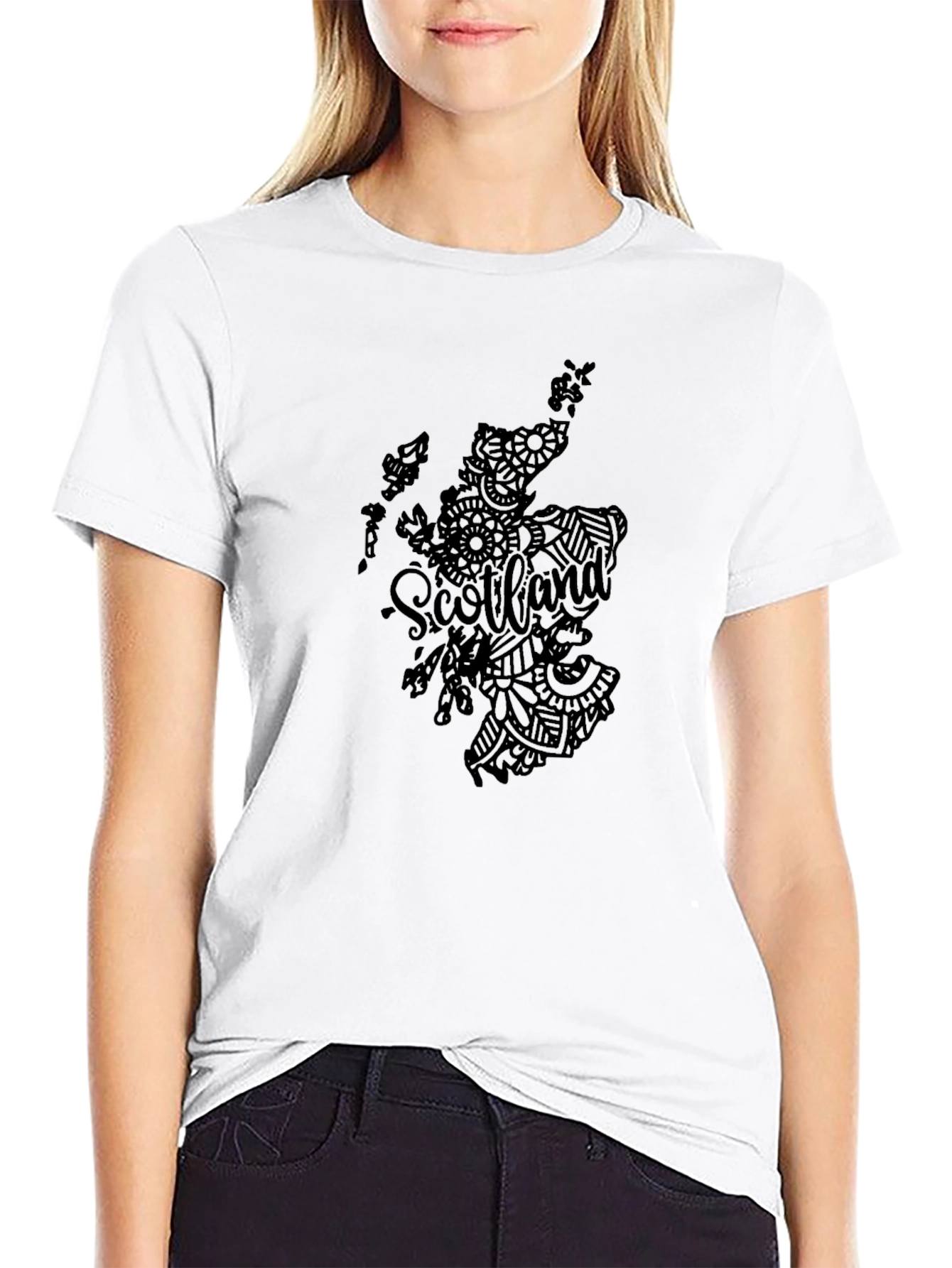 Scotland Map Graphic Black T-Shirt