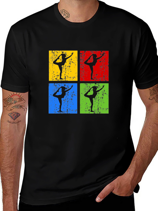 Yoga Pose Retro Style Graphic T-Shirt