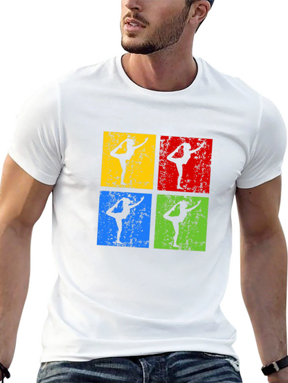 Yoga Pose Retro Style Graphic T-Shirt