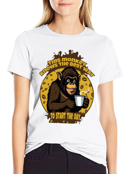 Monkey Coffee T-Shirt - Start Your Day Right!