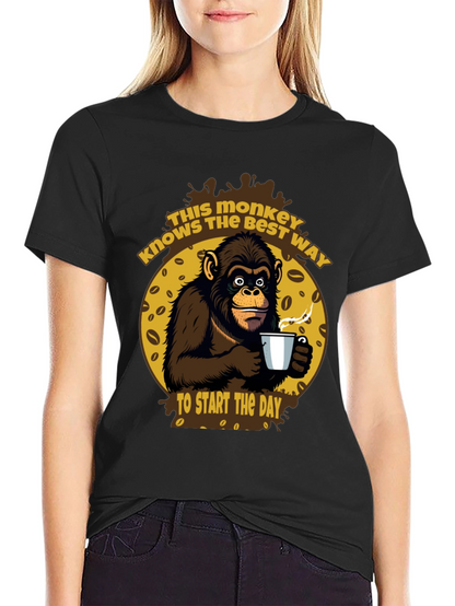 Monkey Coffee T-Shirt - Start Your Day Right!