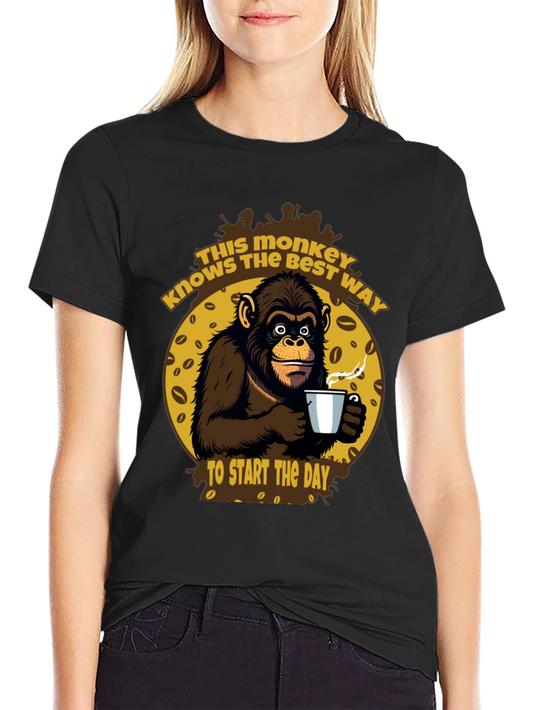 Monkey Coffee T-Shirt - Start Your Day Right!