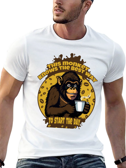 Monkey Coffee T-Shirt - Start Your Day Right!