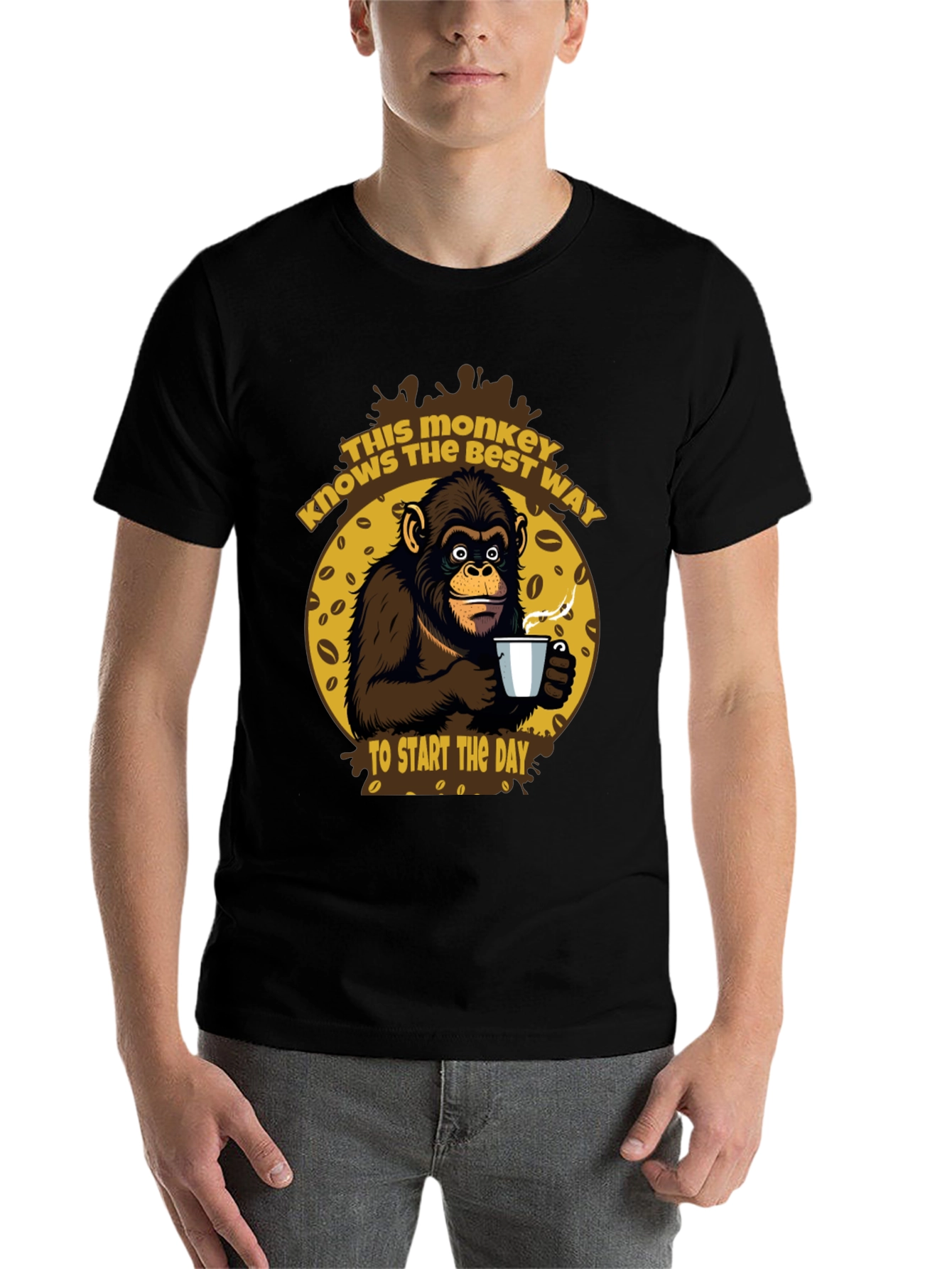 Monkey Coffee T-Shirt - Start Your Day Right!