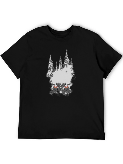 Mens Black Graphic Tee - Wolf Eyes Design