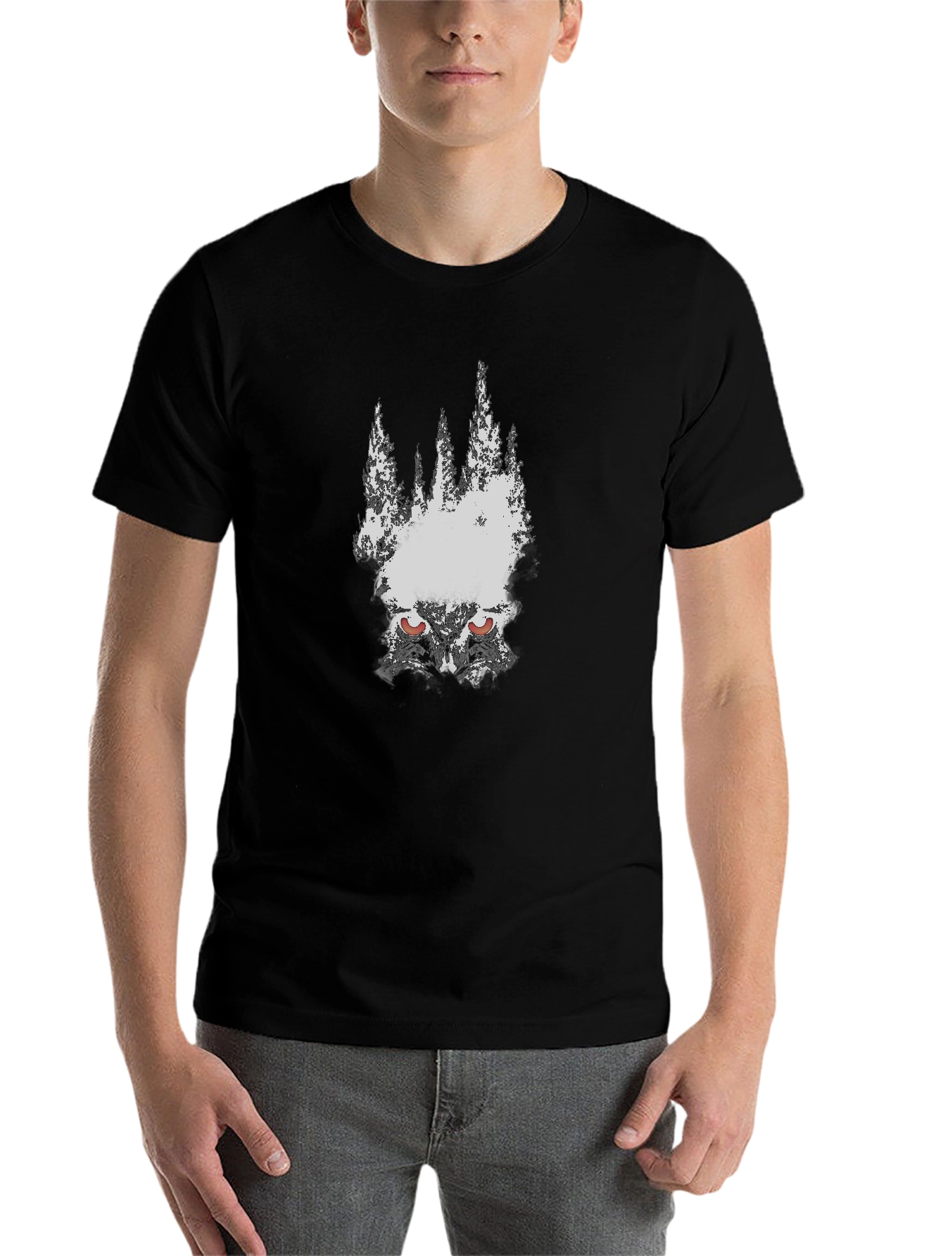 Mens Black Graphic Tee - Wolf Eyes Design