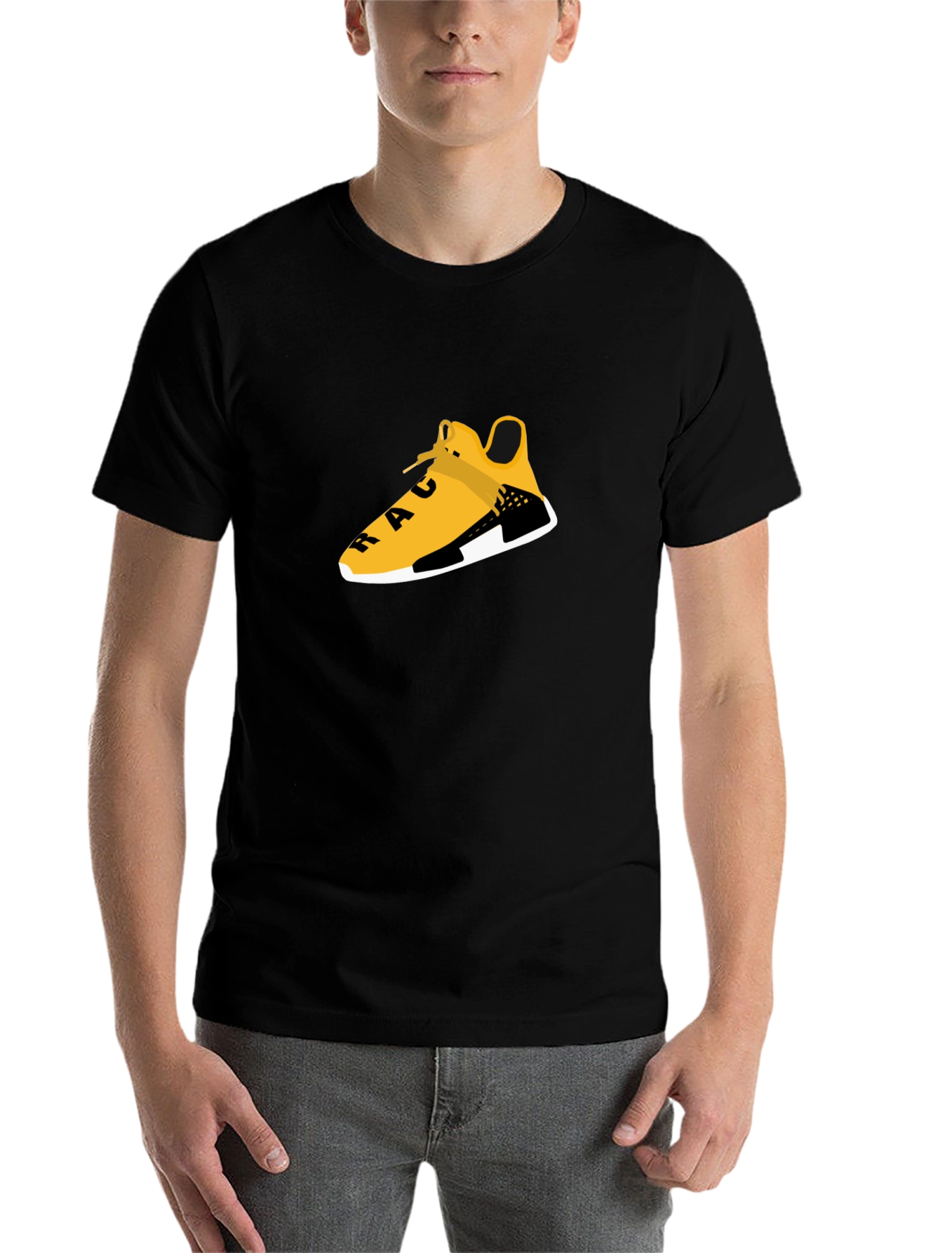 Black Tee with Graphic Shoe Design