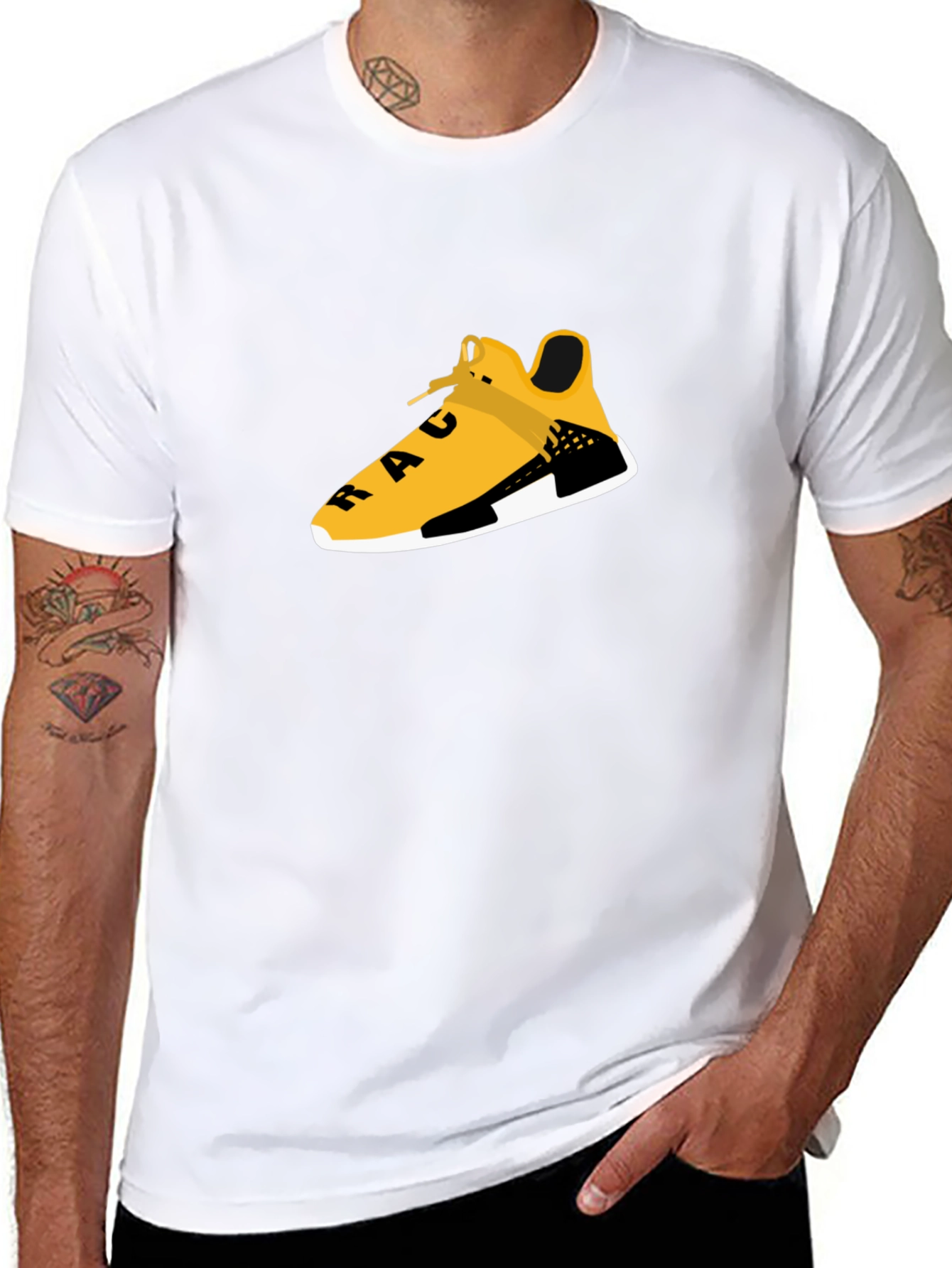 Black Tee with Graphic Shoe Design