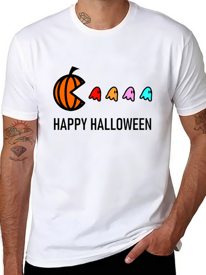 Happy Halloween T-Shirt - Pumpkin Pacman Ghost Design
