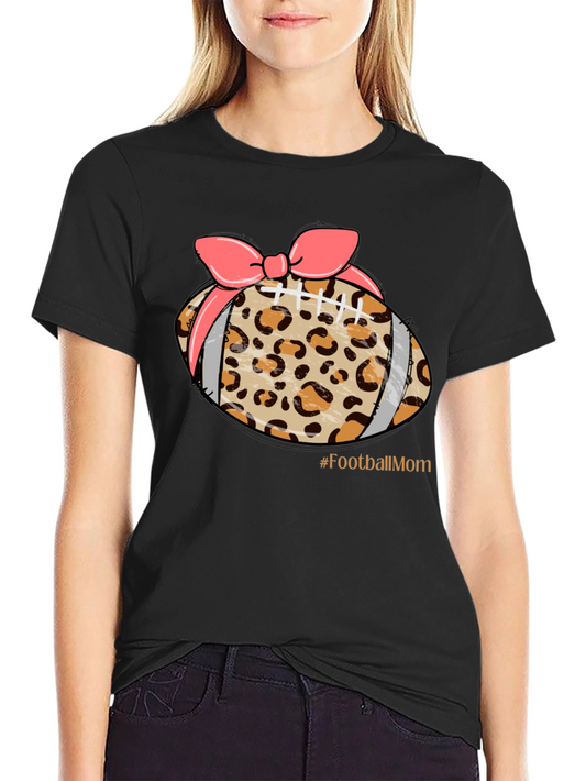 Football Mom Leopard Print T-Shirt