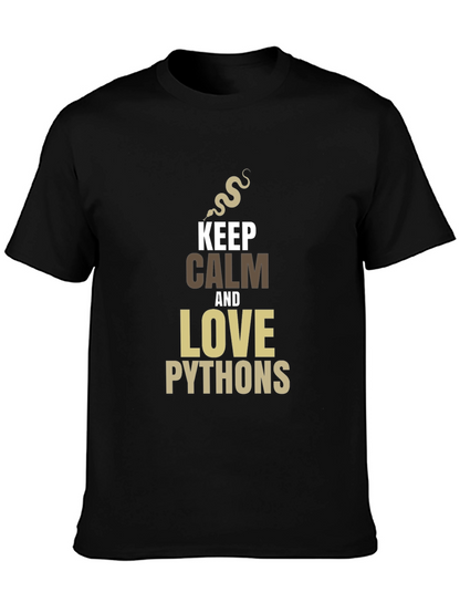 Keep Calm and Love Pythons Black T-Shirt