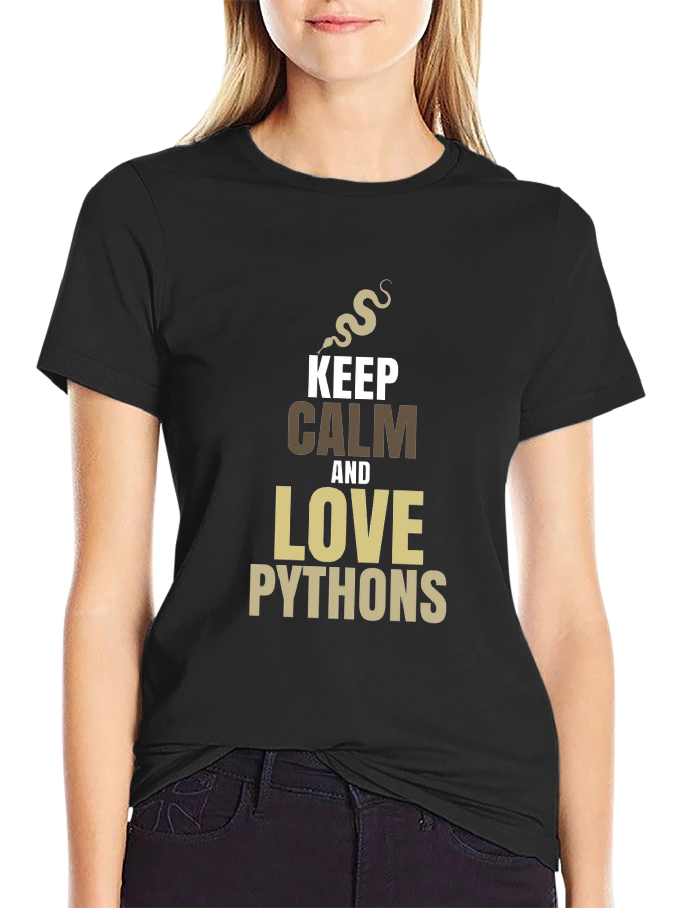 Keep Calm and Love Pythons Black T-Shirt
