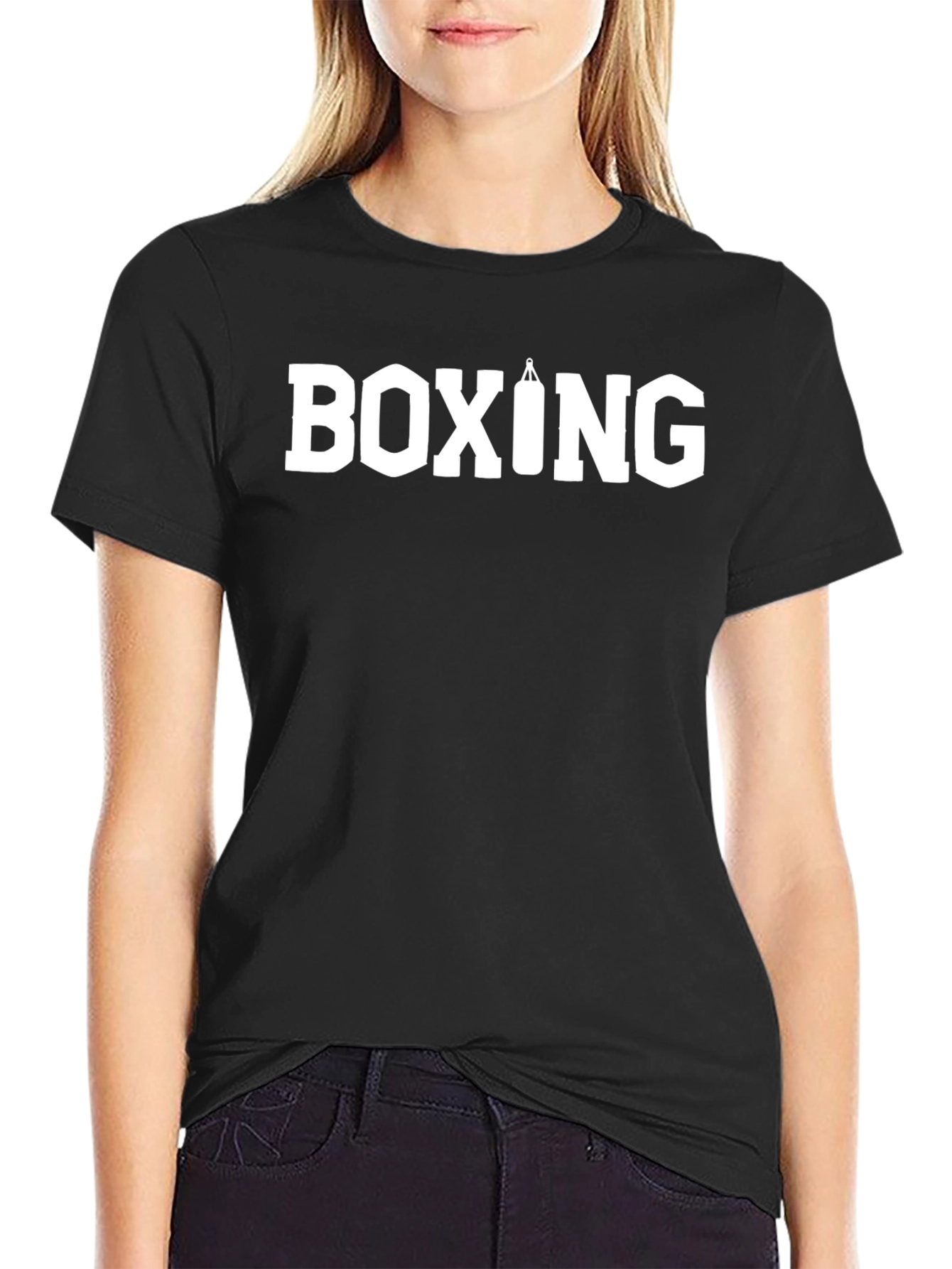 Boxing T-Shirt - Black Tee with Punching Bag Graphic