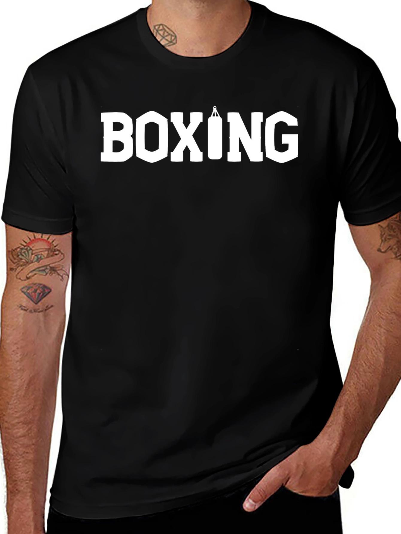 Boxing T-Shirt - Black Tee with Punching Bag Graphic